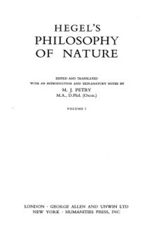 Philosophy of Nature, Vol. 1