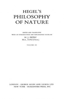 Philosophy of Nature, Vol. 3