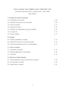 Notes et résumés, Cours d’algèbre (cursus "Maths-Info", M1)