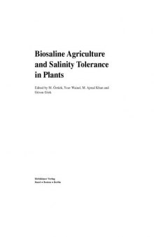 Biosalinity Agriculture and Salinity Tolerance in Plants
