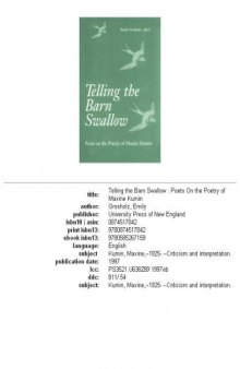 Telling the barn swallow: poets on the poetry of Maxine Kumin