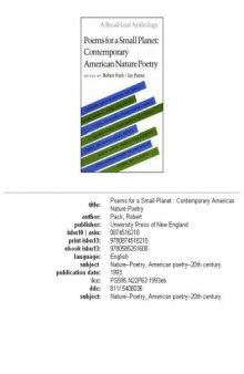 Poems for a small planet: contemporary American nature poetry