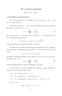 The cyclotomic polynomials