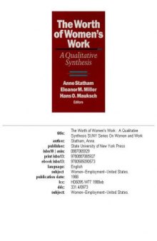 The worth of women's work: a qualitative synthesis
