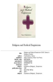 Religion and radical empiricism