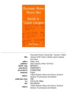 Passionate women, passive men: suicide in Yiddish literature