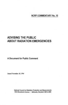 Advising the Public About Radiation Emergencies: A Document for Public Comment