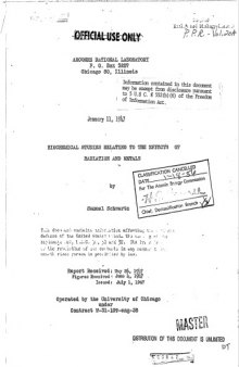 Biochemical Studies Relating to Effects of Radiation on Metals