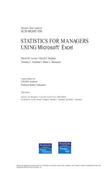 Statistics for Managers Using Microsoft Excel (Custom Edition)