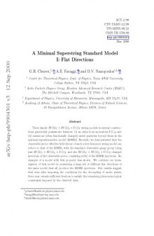 A Minimal Superstring Standard Model; 1, Flat Directions
