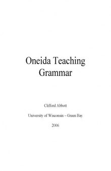 Oneida teaching grammar
