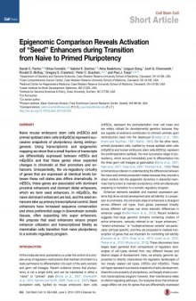 Epigenomic Comparison Reveals Activation of ‘‘Seed’’ Enhancers during Transition from Naive to Primed Pluripotency