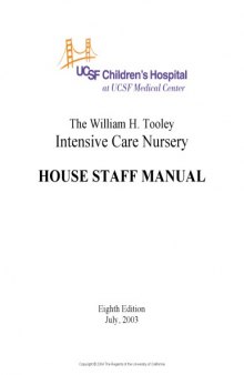 Intensive Care Nursery - House Staff Manual