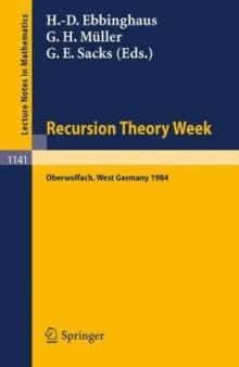 Recursion Theory Week. Proceedings conference Oberwolfach, 1984