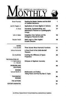 American Mathematical Monthly, Volume 104, No. 1-10, 1997 