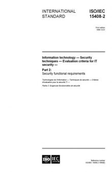 Information technology - Security techniques - Evaluation criteria for IT security iso15408-2