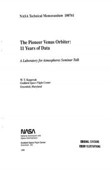 The Pioneer Venus orbiter : 11 years of data : a Laboratory for Atmospheres Seminar talk
