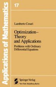 Optimization—Theory and Applications: Problems with Ordinary Differential Equations