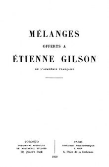 Mélanges offerts à Étienne Gilson, de l'Académie française