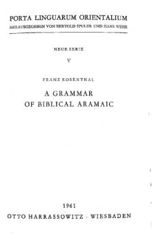 A Grammar of Biblical Aramaic