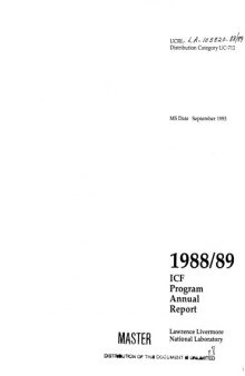 Inertial Confinement Fusion [annual rpt 1988-89]