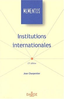 Institutions Internationales, 15e éd.