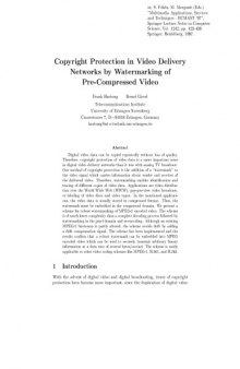 Copyright Protection in Video Delivery Networks by Watermarking of Pre-Compressed Video