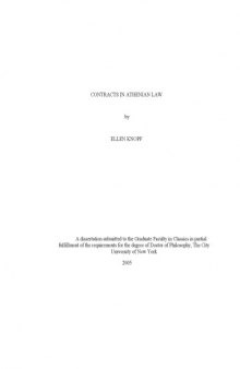 Contracts in Athenian law (PhD State University New York)