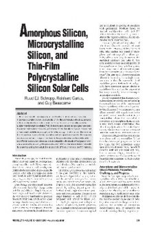 Amorphous Silicon, Microcrystalline Silicon, and Thin-Film Polycrystalline Silicon