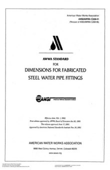 AWWA standard for dimensions for fabricated steel water pipe fittings
