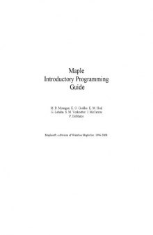 Maple 12 Introductory Programming Guide