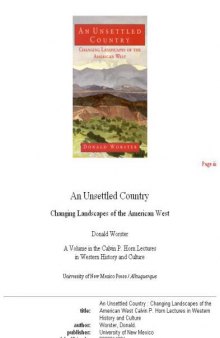 An unsettled country: changing landscapes of the American West