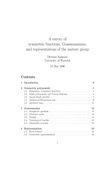 A survey of symmetric functions, Grassmannians, and representations of the unitary group