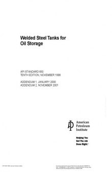 Welded Steel Tanks for Oil Storage, 10th Edition