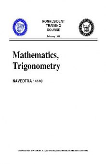 Mathematics, Trigonometry. NAVEDTRA 14140