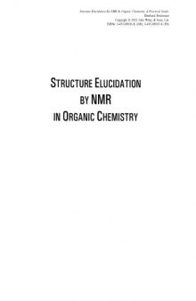 Structure Elucidation by NMR in Organic Chemistry: A Practical Guide, Third revised edition