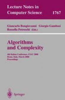 Algorithms and Complexity: 4th Italian Conference, CIAC 2000 Rome, Italy, March 1–3, 2000 Proceedings