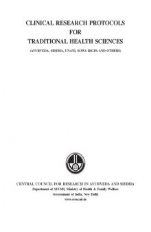 Clinical Research Protocols for Traditional Health Sciences: Ayurveda, Siddha, Unani, Sowa Rigpa, and Others