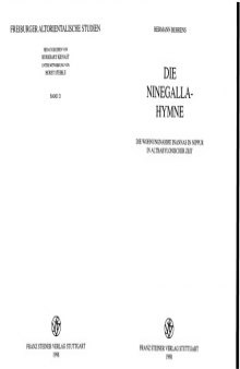 Die Ninegalla-Hymne: die Wohnungnahme Inannas in Nippur in altbabylonischer Zeit