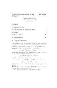 Algebraic Geometry (Geometric Literacy, GK Leipzig WS06/07)