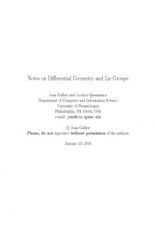 Notes on Differential Geometry and Lie Groups [Lecture notes]