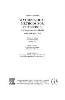 Instructor’s Manual: Mathematical Methods for Physicists