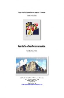 Secrets To Peak Performance Fitness and, Secrets To Peak Performance Life