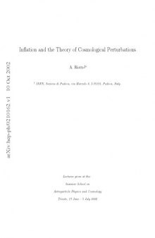 Inflation and the Theory of Cosmological Perturbations [lectures]