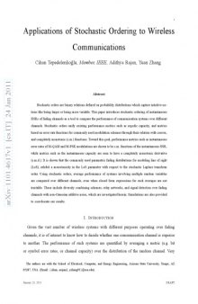 [Article] Applications of Stochastic Ordering to Wireless Communications