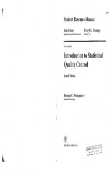 Introduction to Statistical Quality Control, Student Resource Manual - 4th Edition