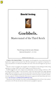 Goebbels - Mastermind Of The Third Reich Focal Point London