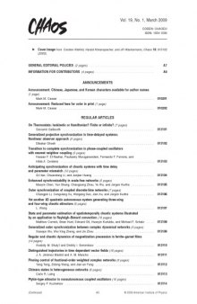 Chaos ~ An Interdisciplinary Journal of Nonlinear Science ~ March 2009 Volume 19, Issue 1