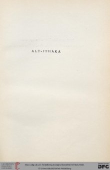 Alt-Ithaka ~ Ein Beitrag Zur Homer-Frage: Complete Two Volume Set  