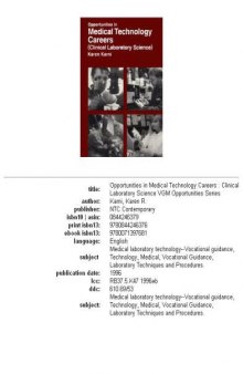 Opportunities in Medical Technology Careers (Clinical Laboratory Science) (Opportunities Inseries)